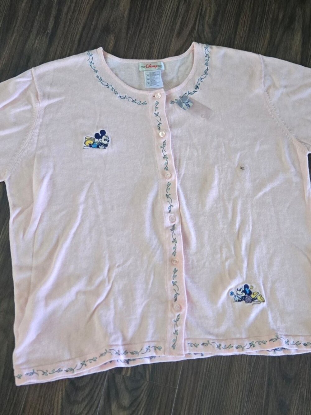 DISNEY MICKEY & MINNIE MOUSE Pastel Pink Cardigan Sweater NWT/SIZE XL